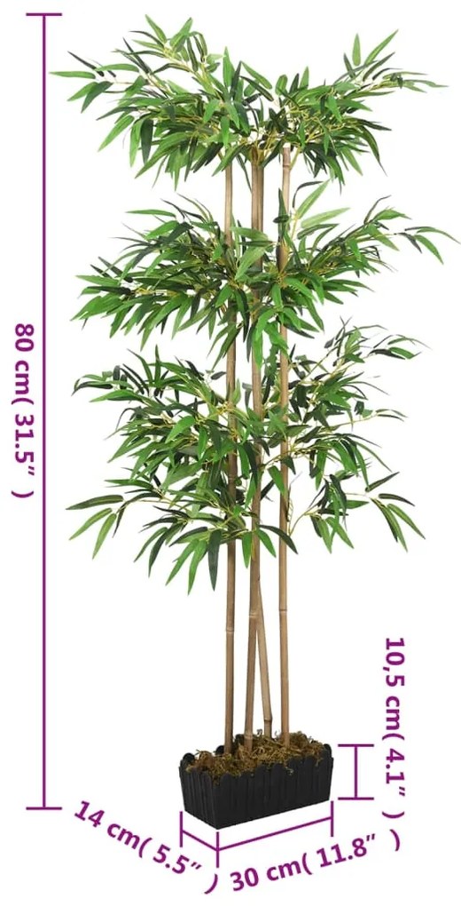 Árvore de bambu artificial 380 folhas 80 cm verde