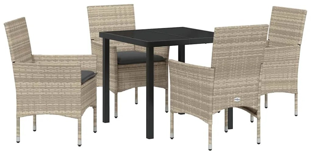 Conjunto de Jantar de Jardim 5 Peças com Almofadas Cinza Claro em Ratt