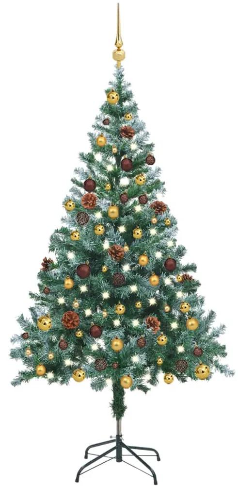 3077527 vidaXL Árvore de Natal c/ aspeto de gelo luzes LED/bolas/pinhas 150 cm