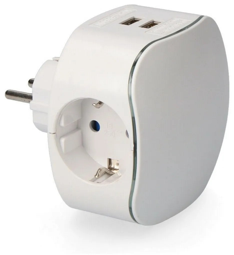 Tomada Parede com 2 Portos USB EDM Schuko Triplo 2100 mAh Termoplástico