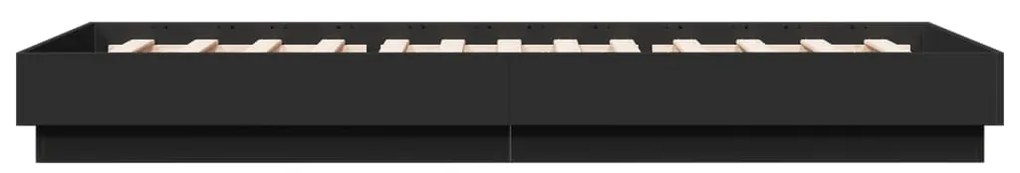 Estrutura de cama com luzes LED 100x200 cm preto