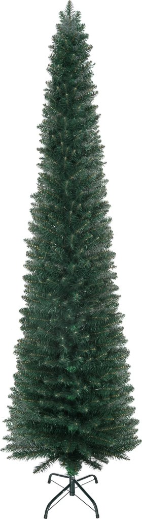 HOMCOM Árvore de Natal Artificial Altura 210cm com 510 Ramos de Folhas de PVC Ignífugos Base Dobrável e Suporte Metálico Verde | Aosom Portugal