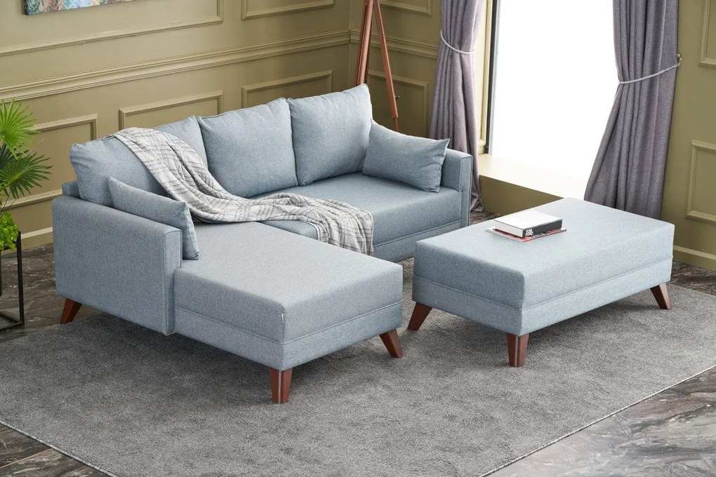 Sofá-Cama de Canto Bella – Azul – 205x85x140 cm