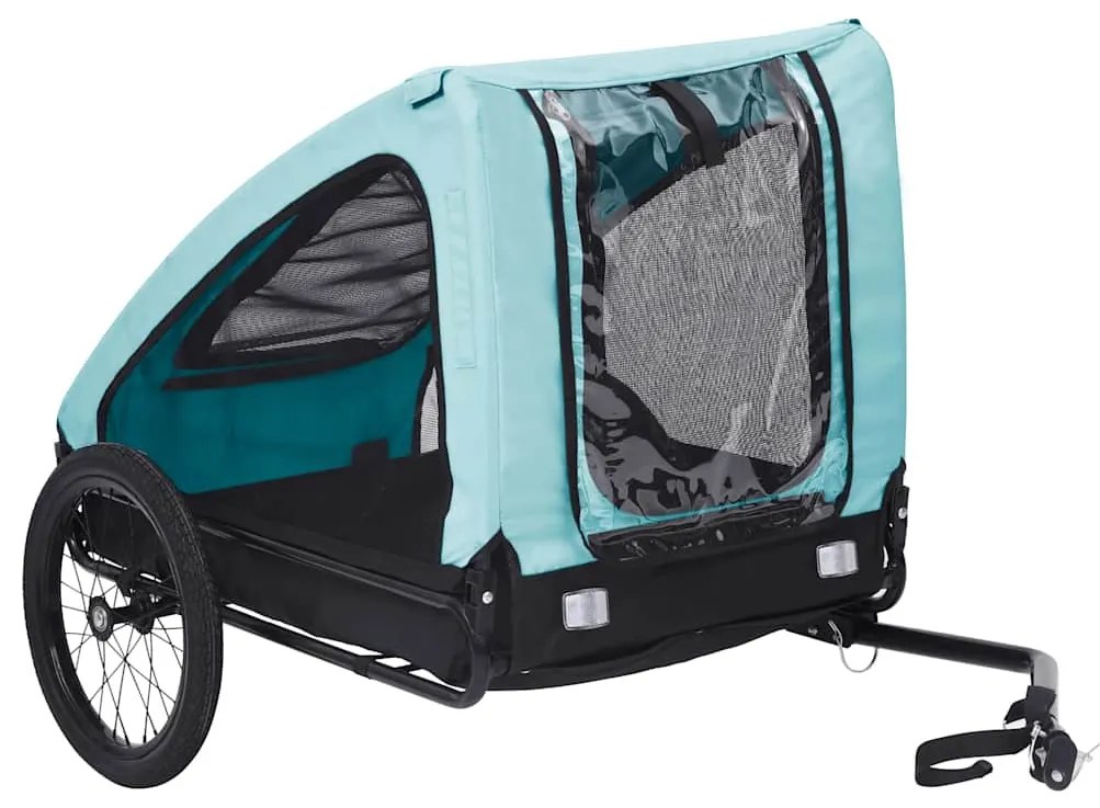 vidaXL Reboque bicicleta p/ animais azul e preto