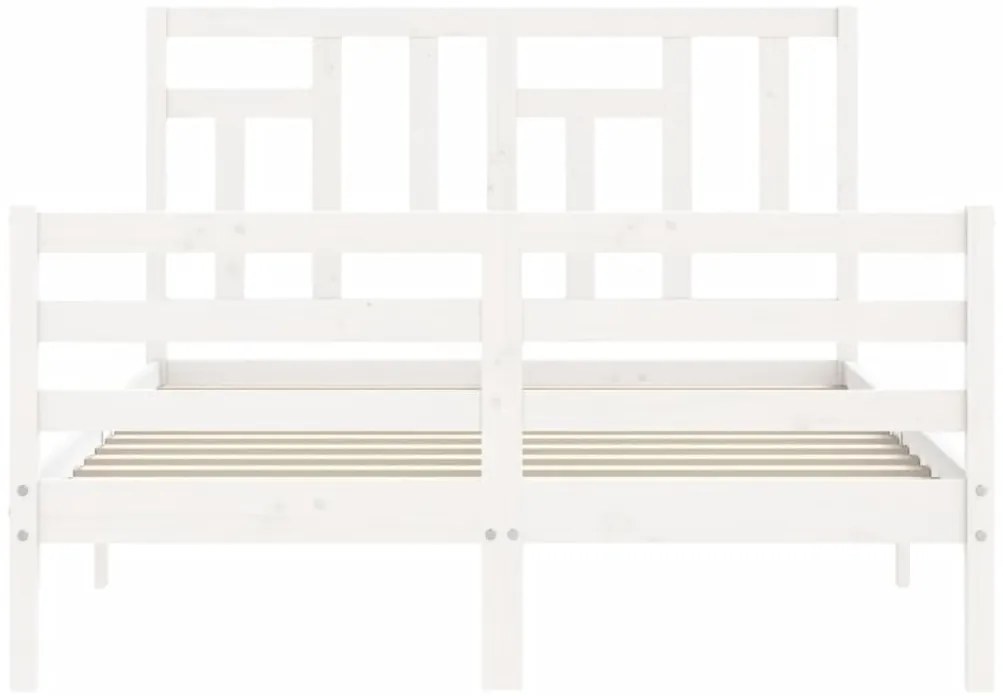 Estrutura de cama com cabeceira 140x190cm madeira maciça branco