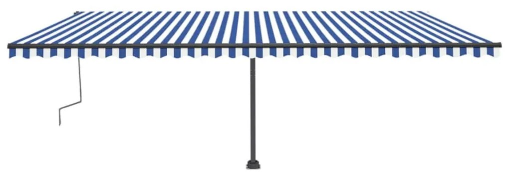 Toldo retrátil manual independente 600x300 cm azul e branco