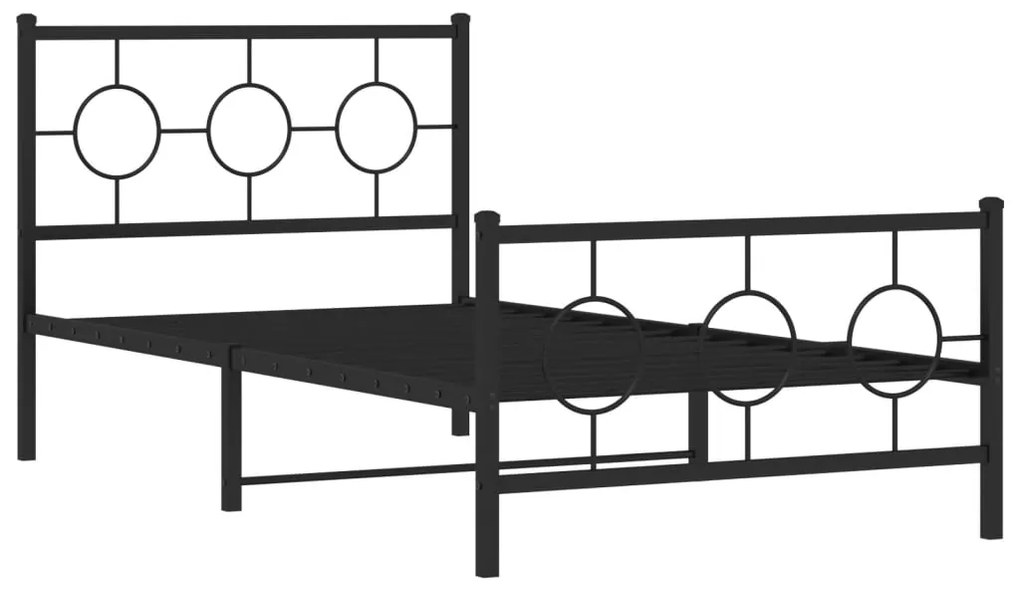 Estrutura de cama com cabeceira e pés 100x190 cm metal preto