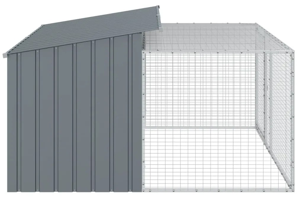 Casota p/ cães c/ parque 197x194x110 cm aço galvaniz. antracite