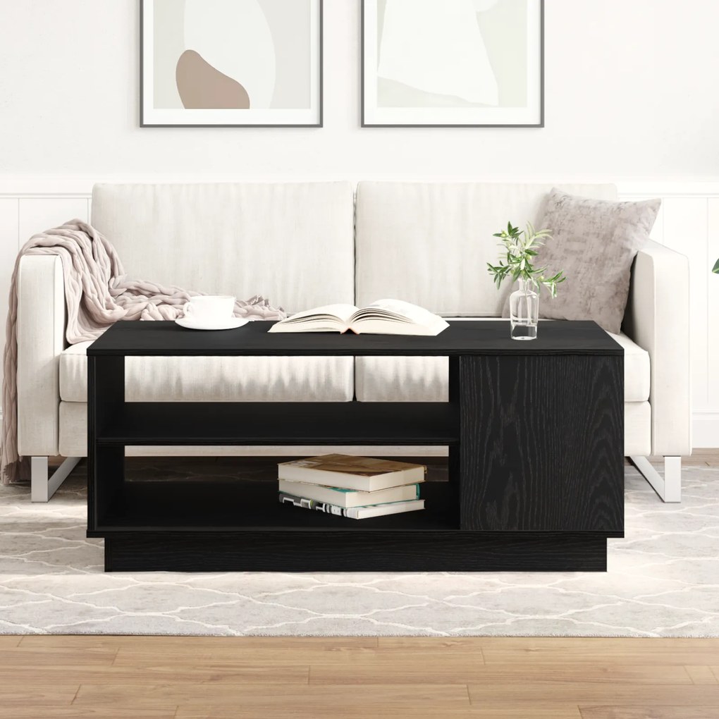 Mesa de Centro em Carvalho Preto 102x55x43 cm Feita de Madeira de Engenharia