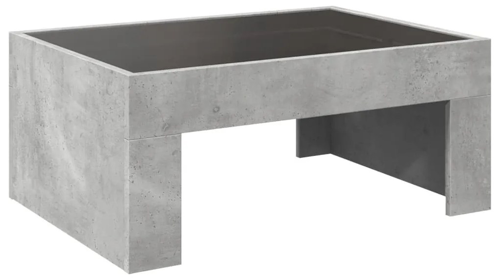 Mesa de centro luzes LED Infinity 70x50x30 cm cinzento cimento