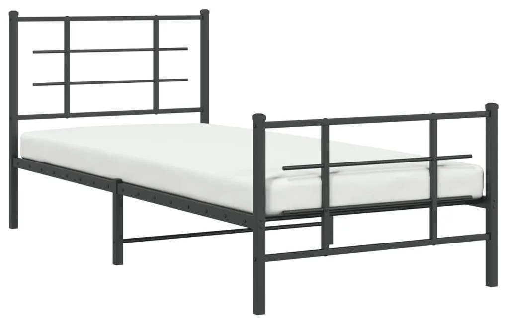Estrutura de cama com cabeceira e pés 90x200 cm metal preto