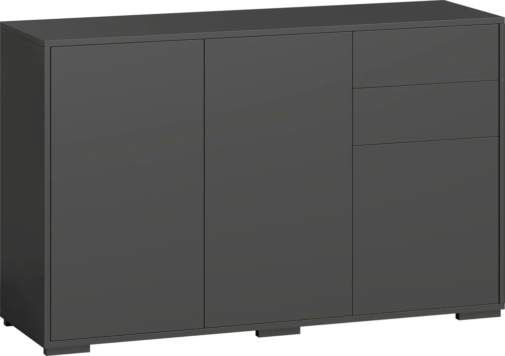 HOMCOM Buffet móvel de arrumação 2 gavetas deslizantes 3 portas prateleira ajustável painéis de partículas 117 x 36 x 74 cm preto | Aosom Portugal