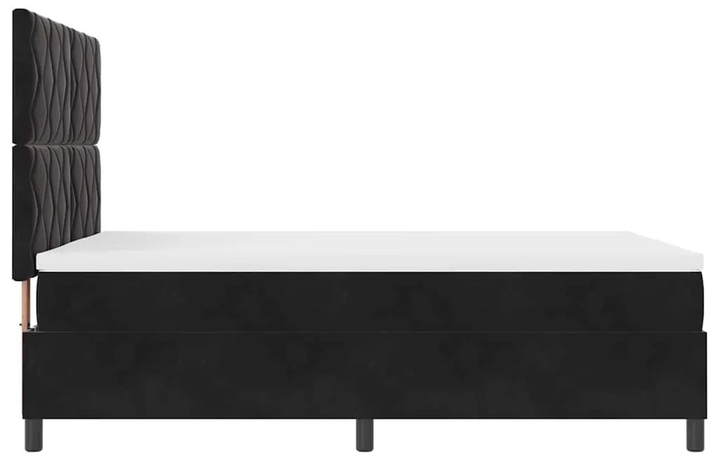 Cama com Caixa de Molas com Colchão &amp; LED Preto 140x200 cm Veludo