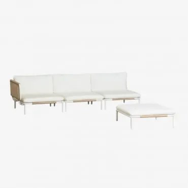 Conjunto De Jardim Com Sofá Modular De Canto De 3 Peças E Puff Em Aço Roubly Beige De Amêndoa - Sklum