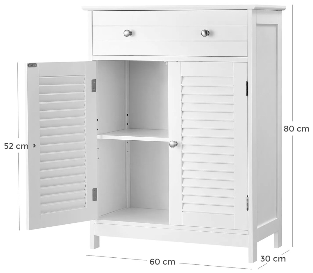 Armário de casa de banho com portas de persiana 60 x 30 x 80 cm Branco mate