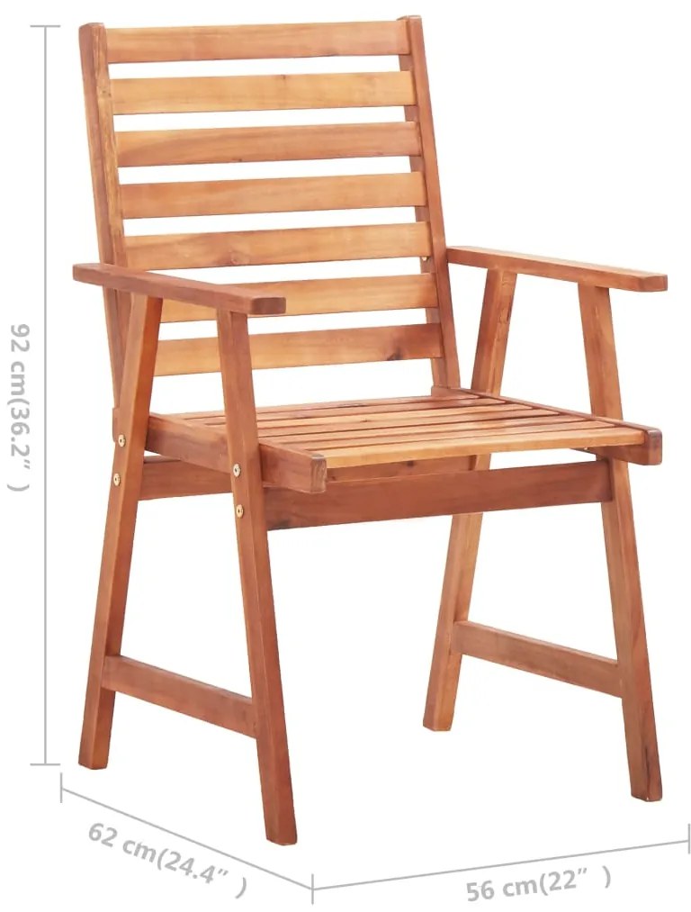 Cadeiras de jantar p/ jardim 6 pcs c/ almofadões acácia maciça