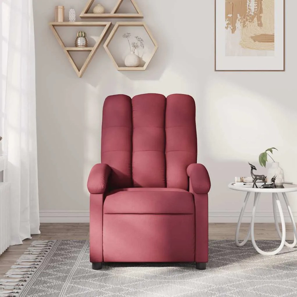 Poltrona de massagens reclinável tecido vermelho tinto