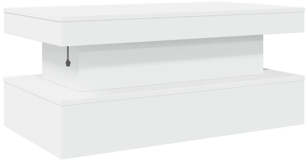 Mesa de centro com luzes LED 90x50x40 cm branco