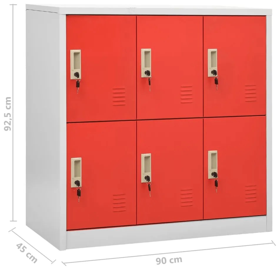 Cacifos 2 pcs 90x45x92,5 cm aço cinzento-claro e vermelho