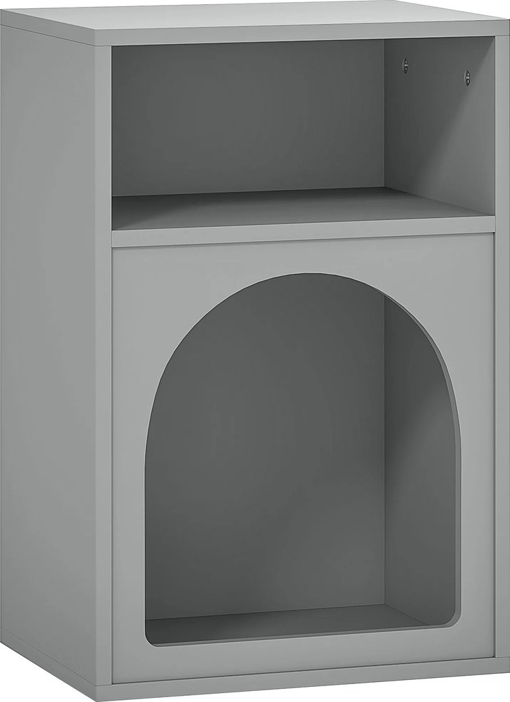 HOMCOM Mesa de Cabeceira Estreita com 2 Compartimentos Abertos, Design em Forma de Arco, 40x30x60 cm, Cinzento | Aosom Portugal