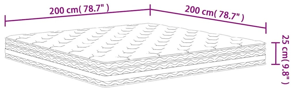 Colchão de molas ensacadas médio 200x200 cm