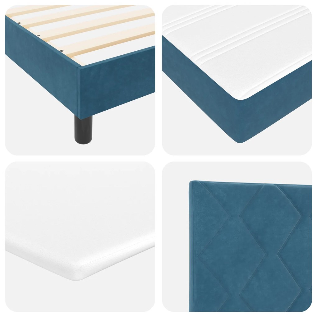 Cama Box com Colchão vidaXL Azul Escuro 80x200 cm Veludo