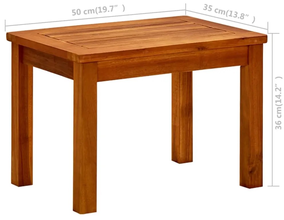 Mesa de centro p/ jardim 50x35x36 cm madeira de acácia maciça