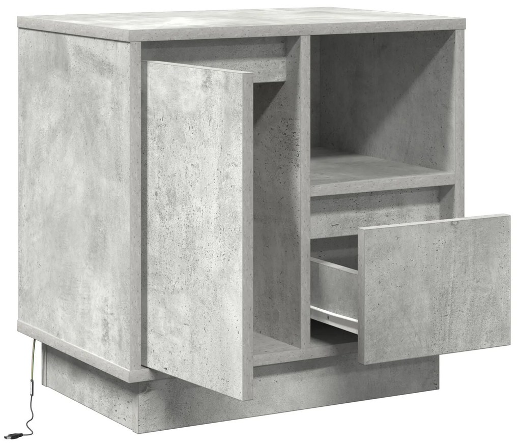 Mesas de cabeceira com LED 2 pcs betão cinza 50x34.5x50 cm