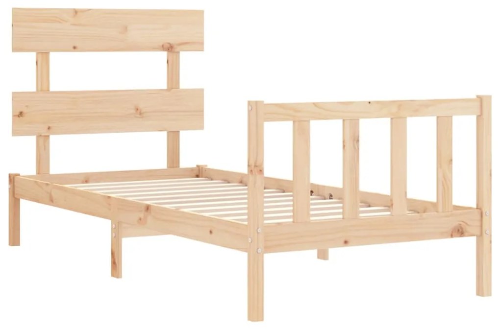 Estrutura cama de solteiro pequena c/ cabeceira madeira maciça