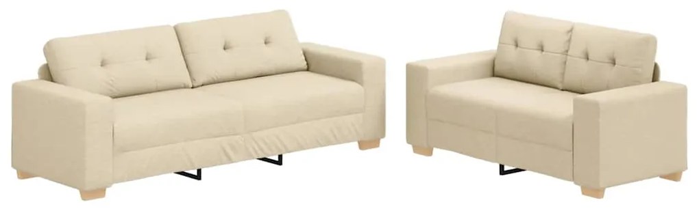 Conjunto de Sofás de 2 Peças com Almofadas Tecido Bege