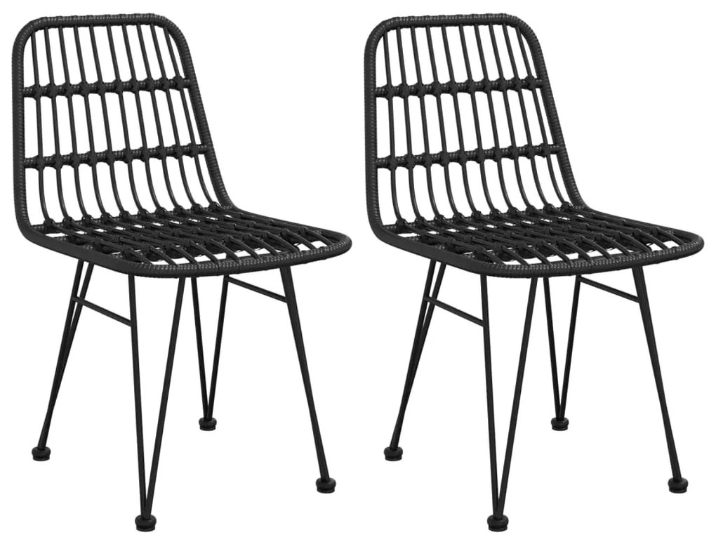 3 pcs conjunto de jantar para jardim vime PE preto
