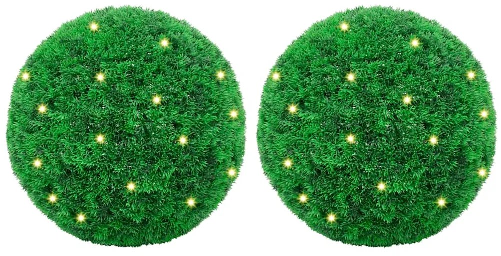 vidaXL Bolas artificiais de buxo com luzes LED 2 pcs verde 52 cm