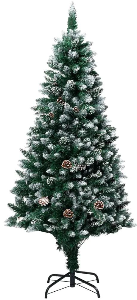 321016 vidaXL Árvore de Natal artificial com pinhas e neve branca 180 cm