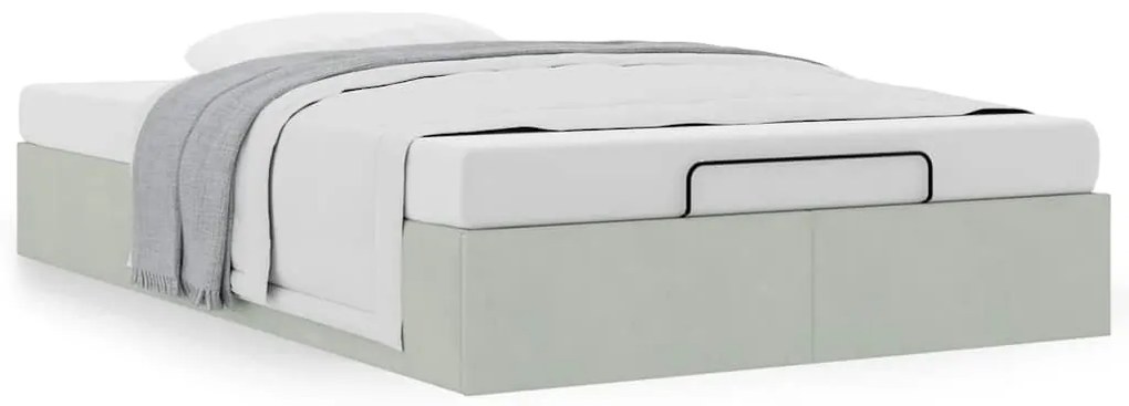 Otomano Bed Frame No Colchão Cinzento Claro 120x200 cm Veludo