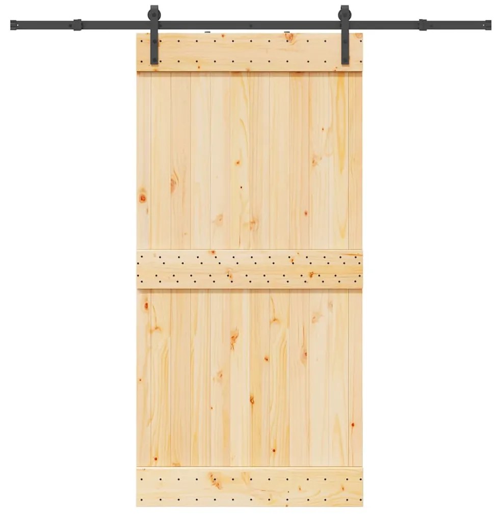 vidaXL Porta de correr c/ ferragens 100x210 cm madeira de pinho maciça