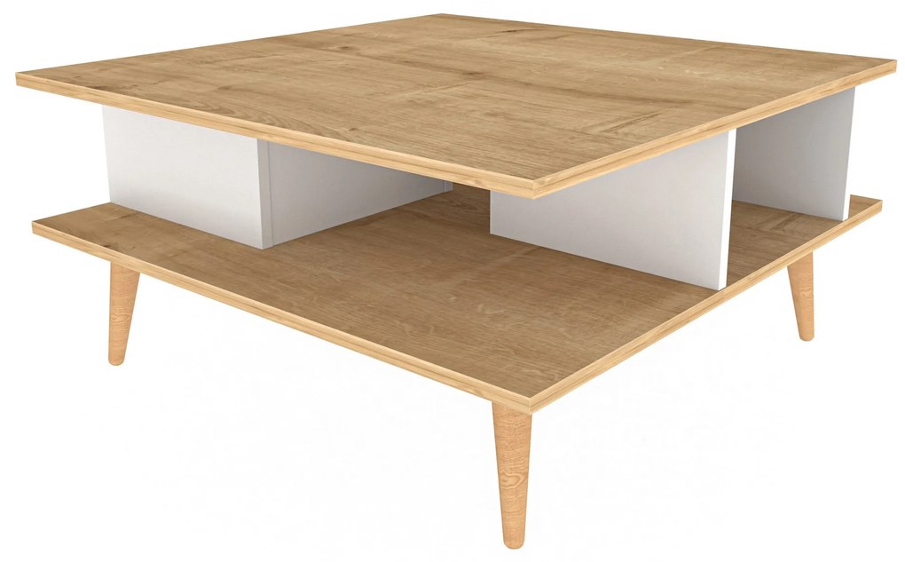 Mesa de Café Akya - Carvalho Branco - 89x89x44 cm