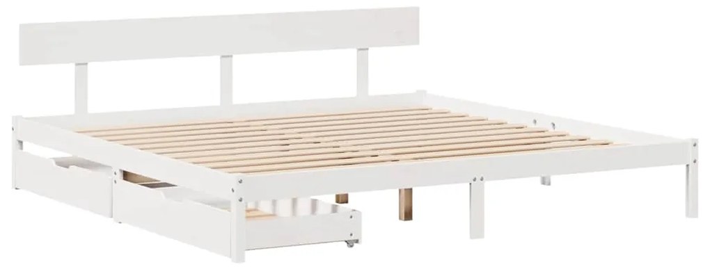Cama sem colchão 200x200 cm madeira de pinho maciça branco