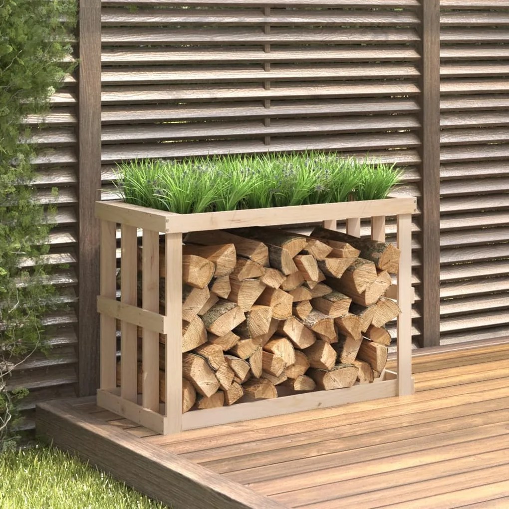 822631 vidaXL Suporte de lenha p/ exterior 108x52x74 cm madeira pinho maciça