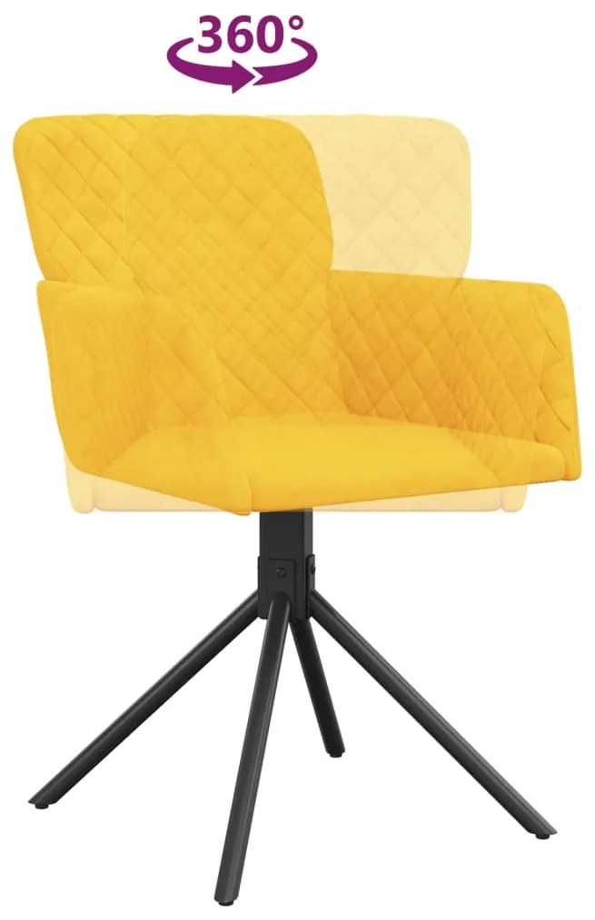 Cadeiras de jantar giratórias 2 pcs veludo amarelo
