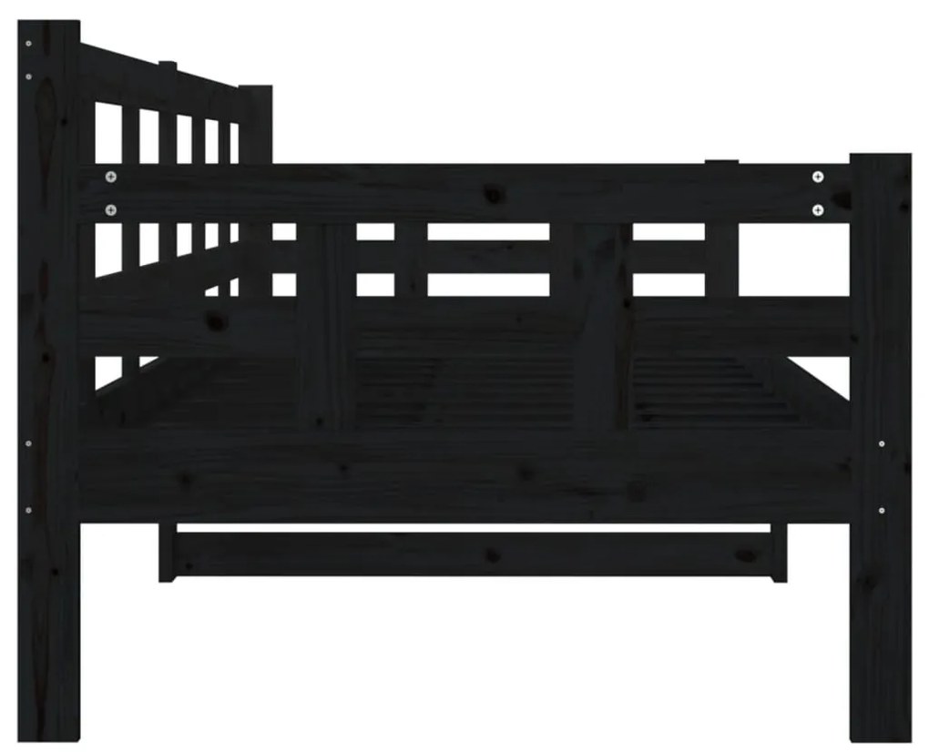 Sofá-cama 80x200 cm madeira de pinho maciça preto