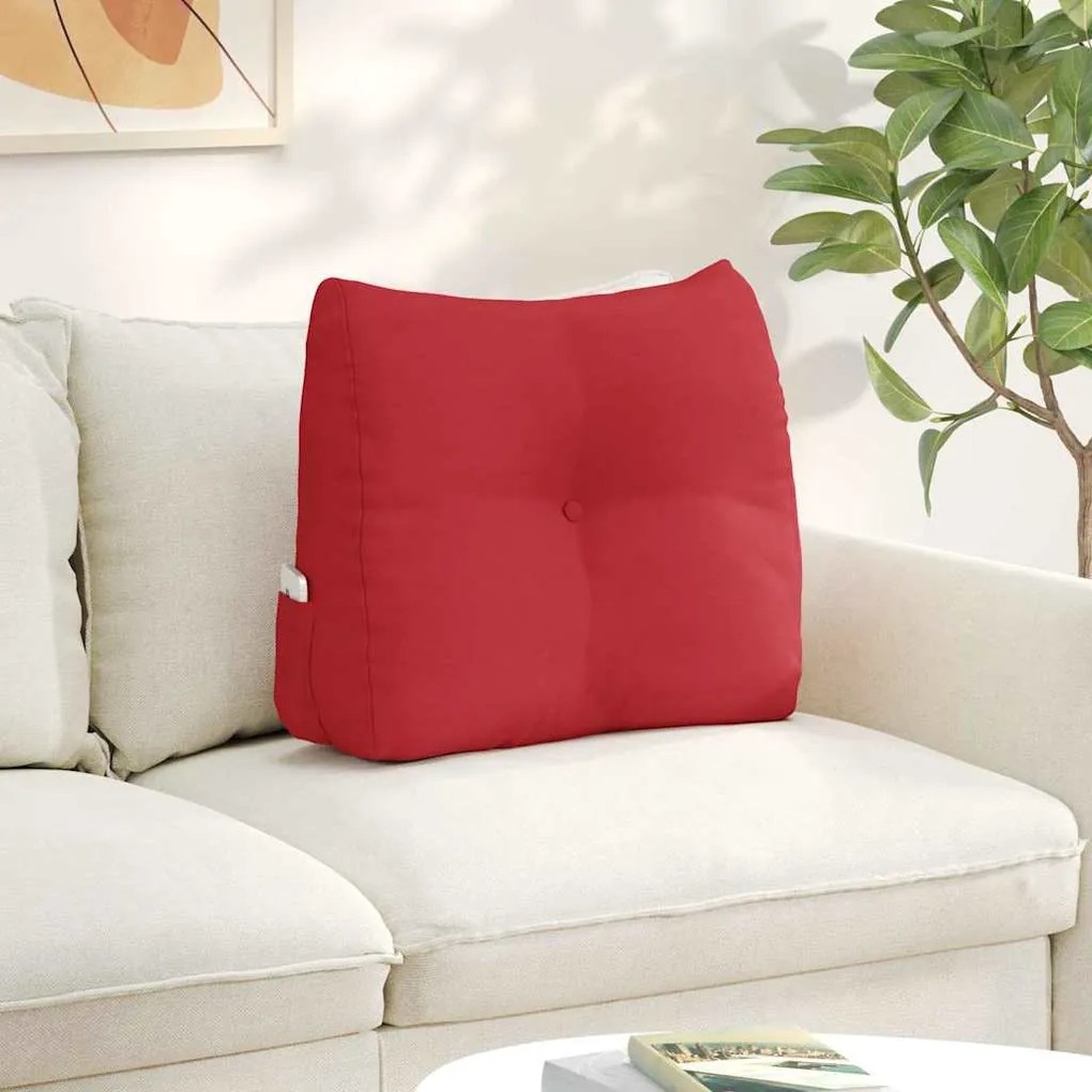 vidaXL Travesseiro para Costas Vermelho 60 x 24 x 50 cm tecido