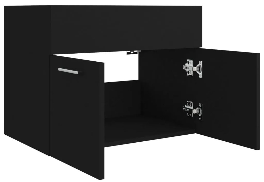 Armário de lavatório 60x38,5x46 cm derivados de madeira preto