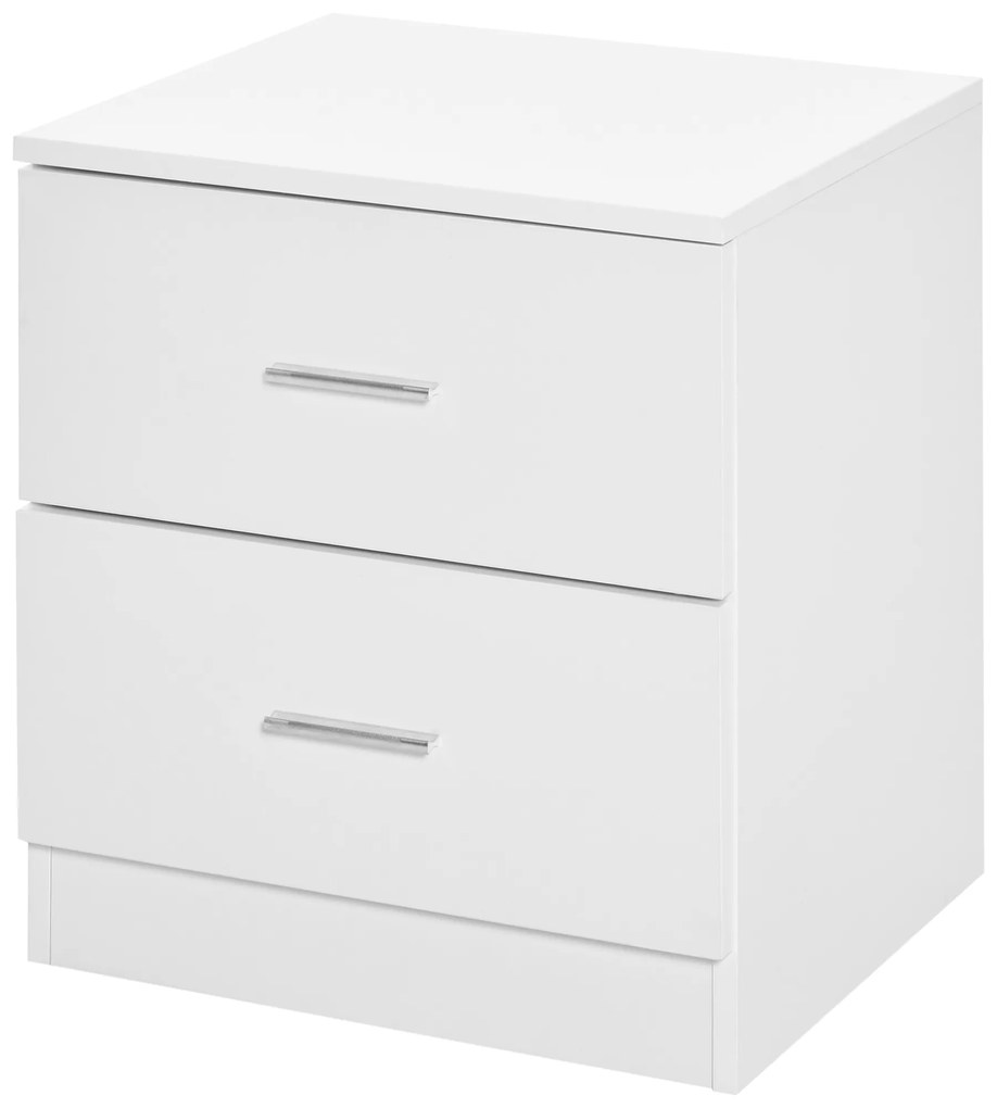 Mesa de Cabeceira Moderna Mesinha de Cabeceira com 2 Gavetas para Sala Quarto Capacidade 30 kg 45x39,5x49 cm Branco