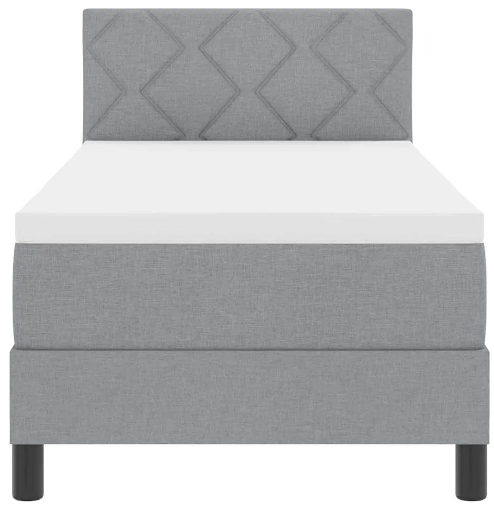 Cama Box com Colchão e LED Cinza Claro 80x200 cm Tecido