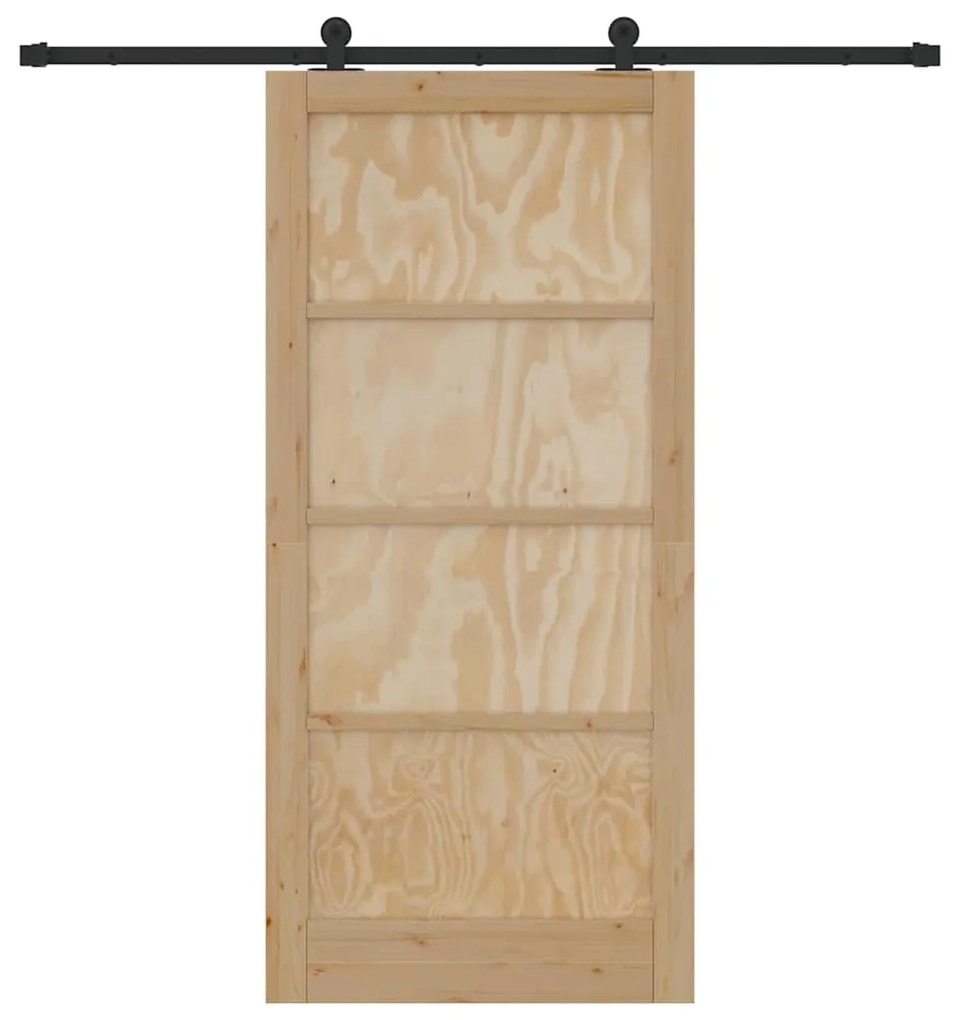 Porta Deslizante vidaXL com Conjunto de Ferragens 93x202 cm Madeira Ma