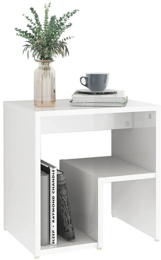 Mesa de cabeceira derivados de madeira branco brilhante
