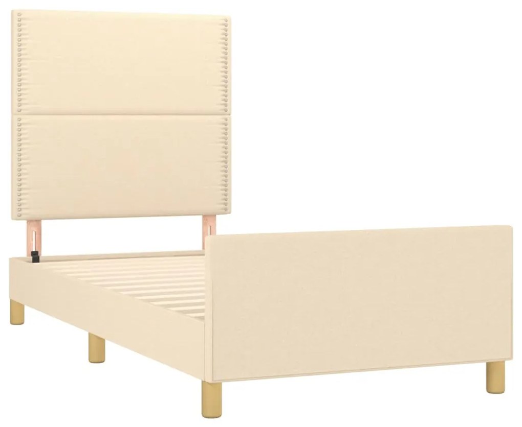 Estrutura de cama sem colchão 100x200 cm tecido cor creme