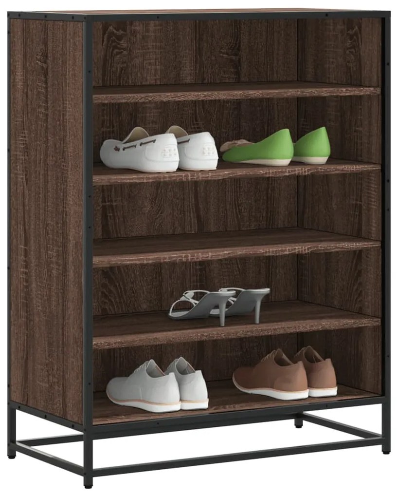 vidaXL Sapateira 75x38x97,5 cm deriv. madeira/metal carvalho castanho