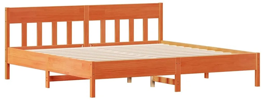 Cama sem colchão 200x200 cm pinho maciço castanho-mel