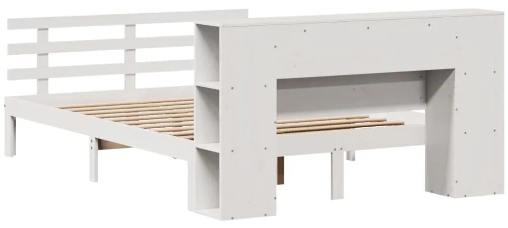 Cama com estante sem colchão 140x190 cm pinho maciço branco